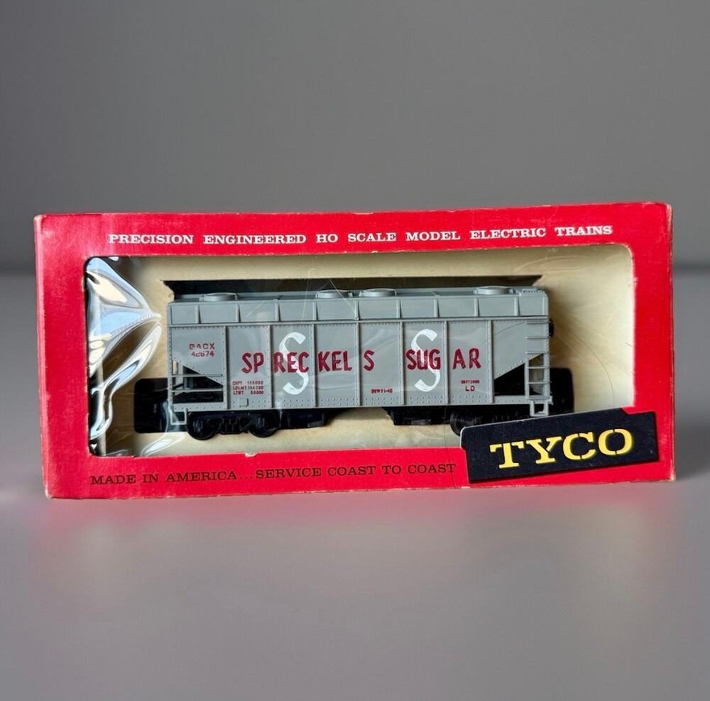 Vintage TYCO HO Scale Operating Spreckels Covered Hopper Car T332B:298 Boxed
